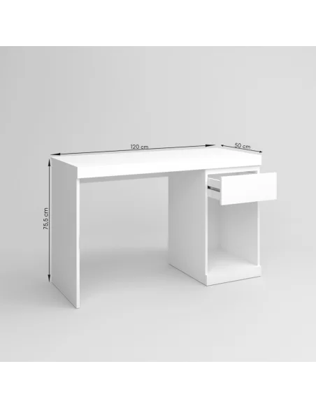 Mesa escritorio BORO tablero de partículas melaminizado color blanco mate 120x50x75,5 cm