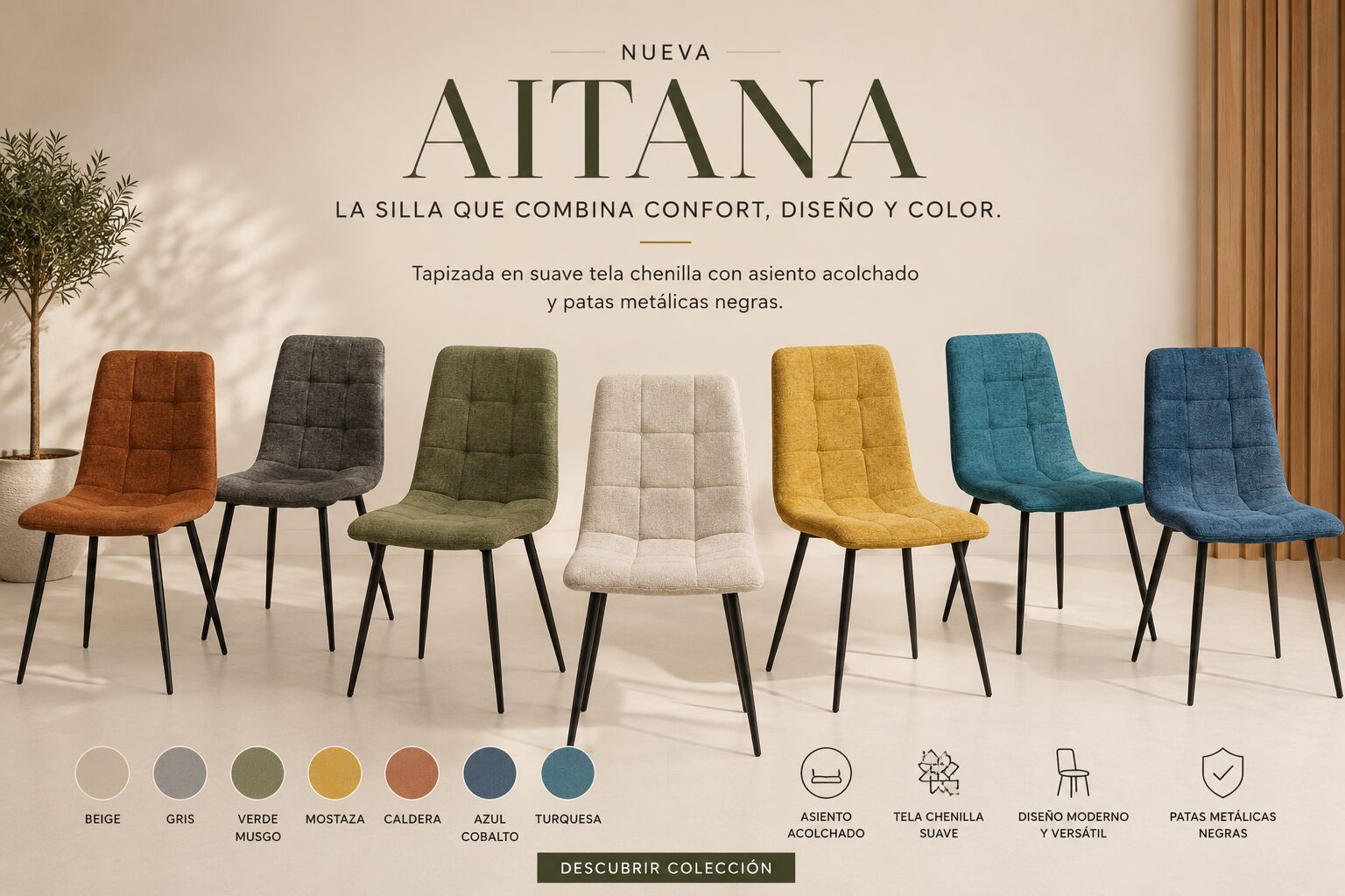 Silla Aitana: confort, diseño y color para dar vida a tu comedor